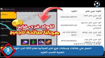 احصل على مكافآت وسكنات فري فاير المجانية لعام 2025 الآن: أكواد حصرية لكسب المزيد